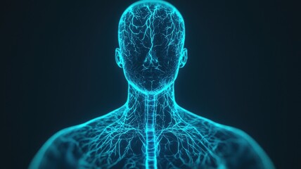 Poster - Exploring human anatomy visualization digital realm 3d graphics futuristic environment elevated perspective health concept
