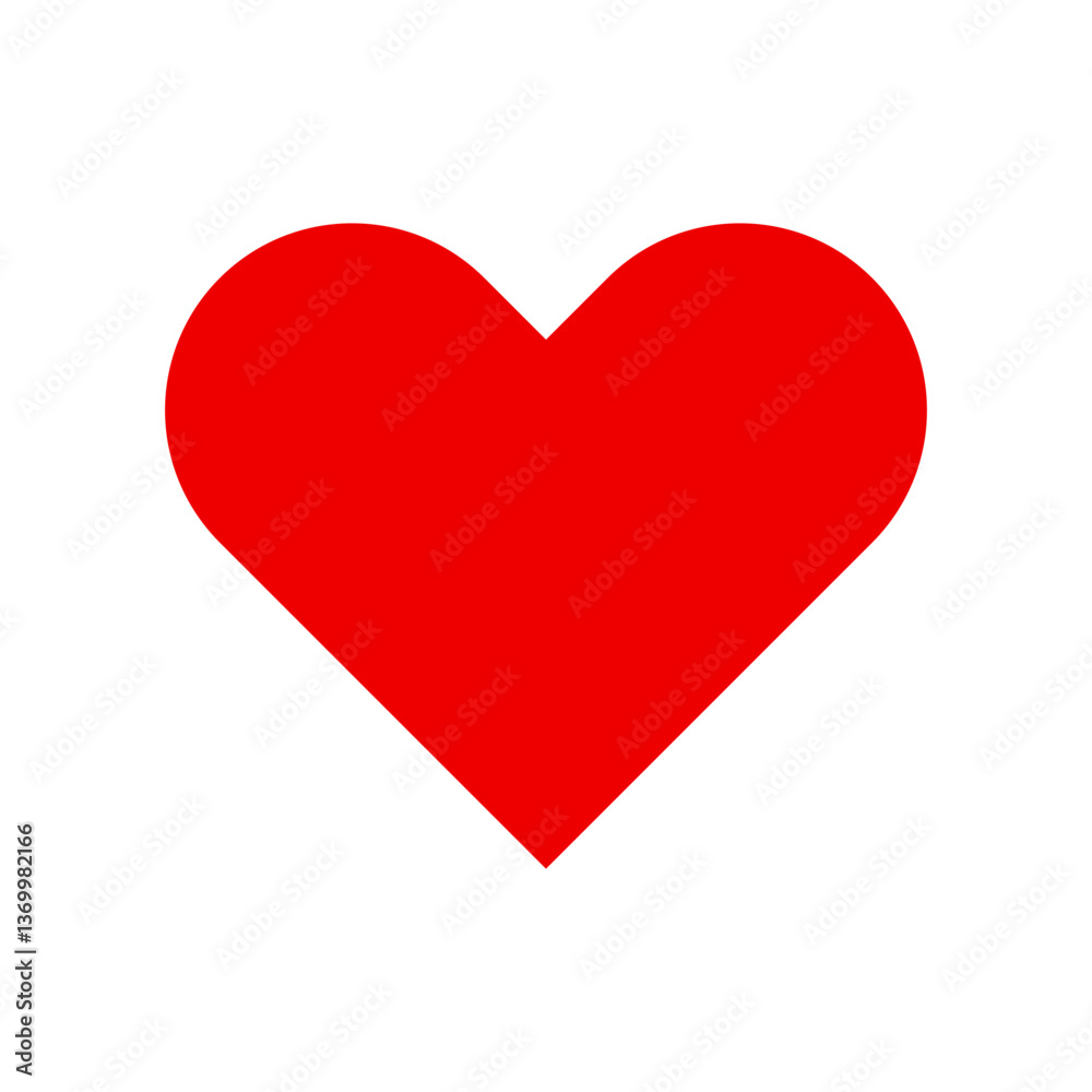Flat Red Heart Icon – Love and Romance Symbol