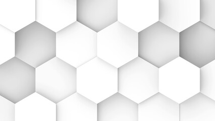 Poster - White hexagons geometric background, minimal honeycomb pattern wallpaper.