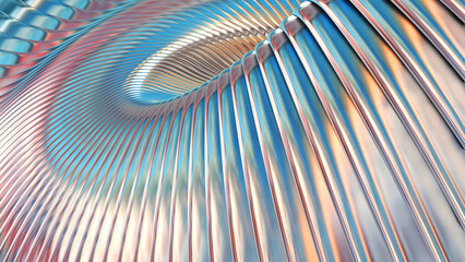 Poster - Abstract iridescent striped background, wavy stripes pattern, interesting spiral architectural minimal wallpaper.