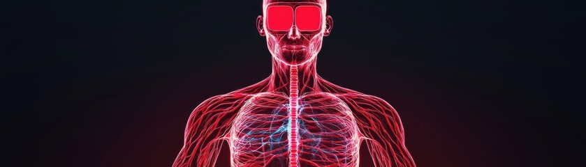 Poster - Exploring human anatomy medical science lab digital illustration virtual environment front view educational concept