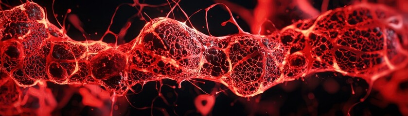 Poster - Dynamic blood vessel structures medical visualization digital art dark background close-up scientific concept