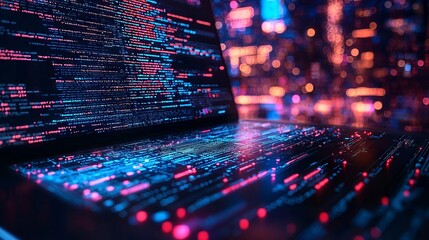 Dynamic Close-Up of Code Displayed on Modern Laptop Screen