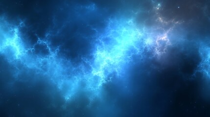 Wall Mural - abstract blue nebula background with glowing cosmic clouds and stardust for wallpaper