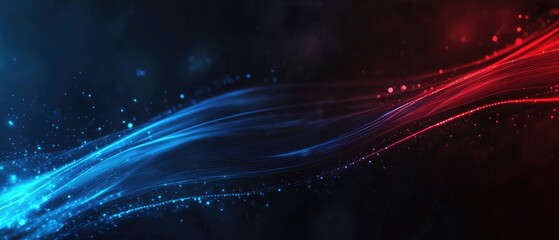 Poster - Abstract Background with Flowing Blue and Red Particle Streams in a Dynamic and Energetic Composition on Dark Backdrop