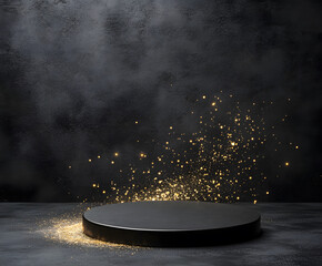 Fototapete - Black stage with sparkling effects and a dramatic background