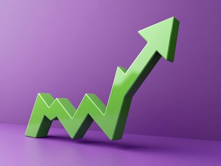 Poster - Green Ascending Arrow: A Vibrant 3D Growth Chart