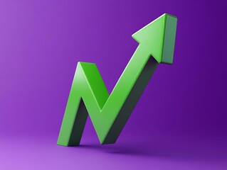 Poster - Bold Green Upward Arrow: A 3D Minimalist Growth Graphic
