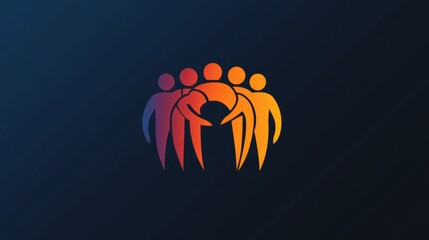 Poster - Unity symbol featuring human figures in a modern design with abstract gradient background Generative AI