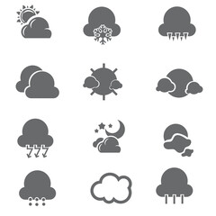 set of cloud, rain and weather icon