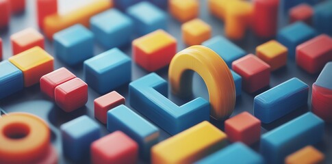 Poster - Colorful Geometric Blocks: A Vibrant Abstract Composition