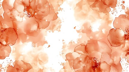 Poster - Watercolor floral artwork with orange and white abstract elements