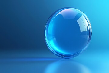 Poster - Serene Blue Glass Orb: Minimalist Abstract Sphere