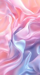 Poster - Abstract Pastel Gradient Waves Textured Fabric Waves in Pink to Blue Smooth Flowing Motion with Intricate Details and Elegant Folds Digital Rendering