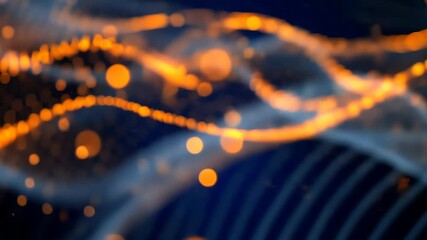 Fototapete - Glowing particles form dynamic waves, creating an abstract representation of data flow in a virtual environment