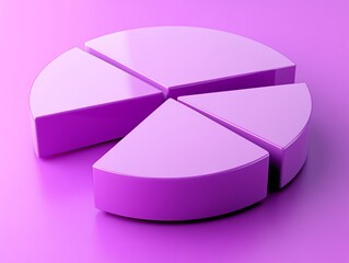 Poster - Purple Pie Chart: A Minimalist 3D Data Visualization