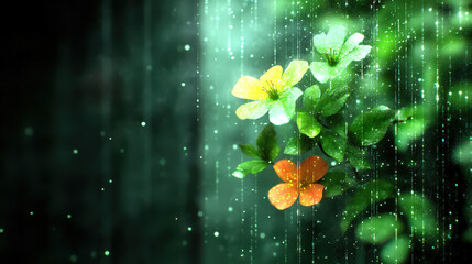 Wall Mural - A close up of a flower with a green background