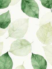 Aufkleber - Elegant botanical pattern featuring soft green leaves with a minimalist layout for a fresh and natural aesthetic