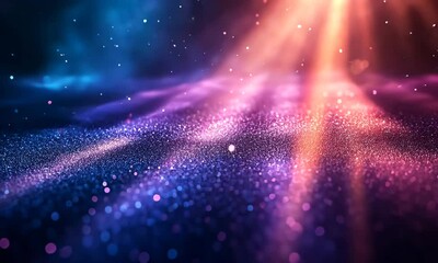 Poster - Energetic glittering particles of light dance in a vivid, colorful display of energy