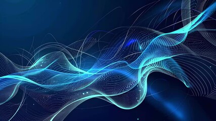 Fototapete - Abstract blue waves illuminated by starlight create a mesmerizing digital landscape in a cosmic universe background