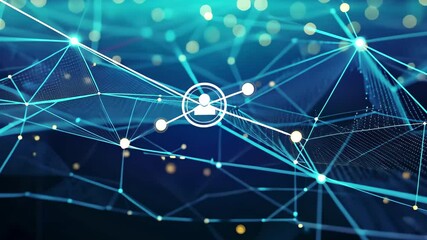 Fototapete - A vibrant network of blue light points interconnected by glowing lines creating a digital landscape with a futuristic feel