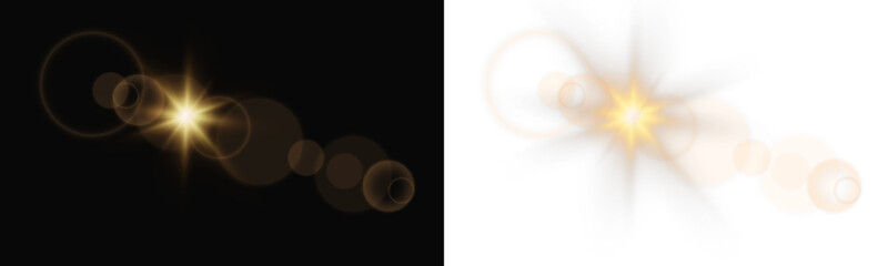 realistic sun flare png – bright lens reflection with warm golden shine and optical glow