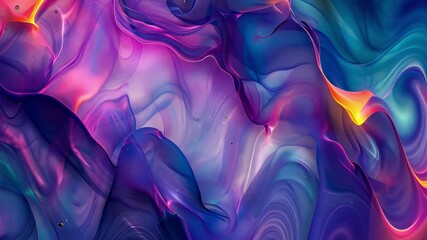 Poster - Colorful abstract waves flowing in shades of blue, purple, and orange with a dreamy texture resembling fluid art at dusk