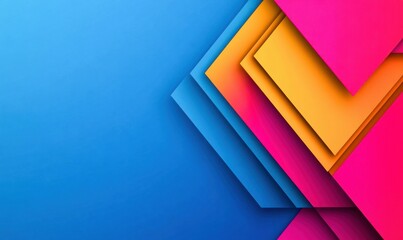 Poster - A vibrant arrangement of layered geometric shapes showcases a modern and colorful paper design.