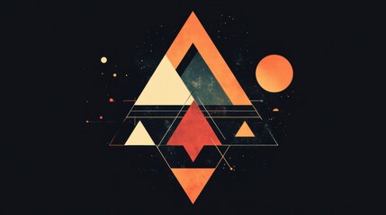 Fototapete - Dynamic geometric logo design featuring triangles and circles in a modern and stylish composition with vibrant colors