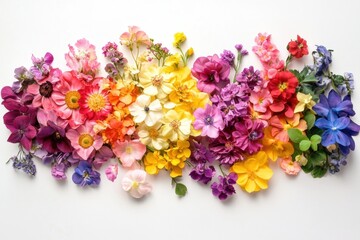 Aufkleber - Beautiful gradient arrangement of real flowers showcasing all rainbow colors with bright details