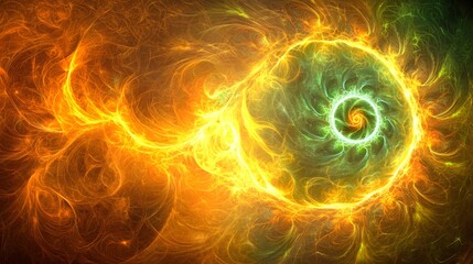 Wall Mural - Vibrant Cosmic Energy Vortex with Colorful Swirls and Glowing Orb in a Mystical Universe