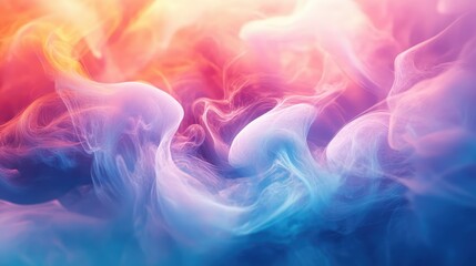 Poster - Ethereal Swirls of Colorful Smoke Artistry with Soft Gradients of Pink, Purple, and Blue Filling the Space with Abstract Movement and Fluid Dynamics