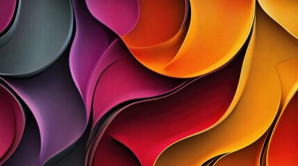 Poster - Vibrant Flowing Abstract Art with Colorful Curves and Waves, Showcasing a Blend of Red, Orange, Purple, and Dark Shades for Stylish Design Projects