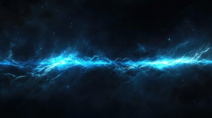 Fototapete - Stunning Blue Electric Energy Wave in a Cosmic Background Design, Perfect for Science Fiction, Technology, and Futuristic Themes in Digital Art Projects