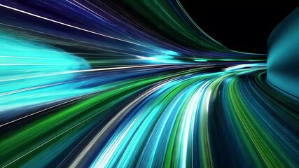 Poster - Vibrant abstract light trails create a dynamic visual experience in dark surroundings, showcasing energy and movement