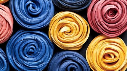 Poster - Colorful coils arranged tightly create a visually appealing abstract image