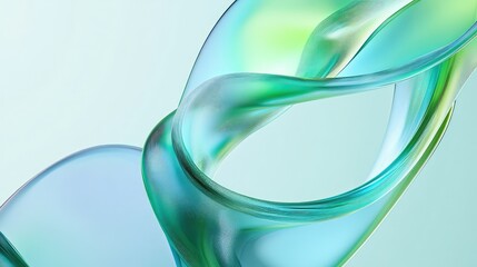 Poster - Abstract fluid shapes with soft curves and gradients in soothing green and blue hues, ideal for creative design projects and modern digital backgrounds
