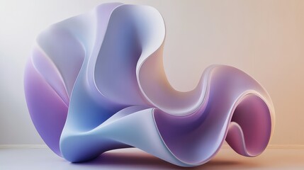 Poster - Abstract wave sculpture in soft pastel colors showcasing fluid shapes and organic forms, perfect for modern art or design backgrounds and digital projects.