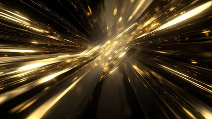 Poster - Dynamic Burst of Golden Light Rays Providing a Vibrant and Energetic Visual Experience of Radiance and Motion in an Abstract Background Style