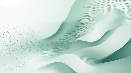 Poster - Abstract Waves in Soft Green Tones with Dotted Patterns for Background or Wallpaper Use in Creative Design, Website, or Print Projects