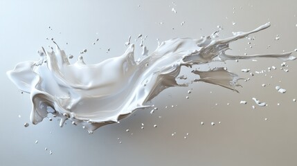 Poster - Dynamic Splash of White Liquid Captured in Motion, Illustrating Fluid Dynamics and Creative Energy on a Minimalistic Background for Artistic and Design Applications