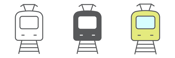 Aufkleber - tram icon collection, transportation and vehicle, tramway vector icon set, vector graphics, editable