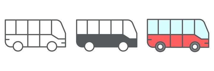 Aufkleber - bus icon collection, transportation and vehicle, bus vector icon set, vector graphics, editable stro