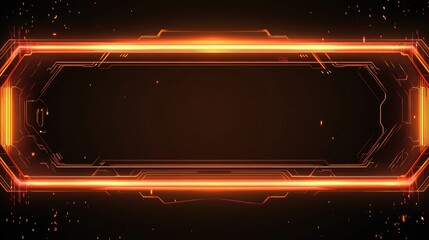 Aufkleber - Futuristic glowing frame with digital design elements for technology or sci-fi themed projects, featuring vibrant orange lights and a dark background pattern
