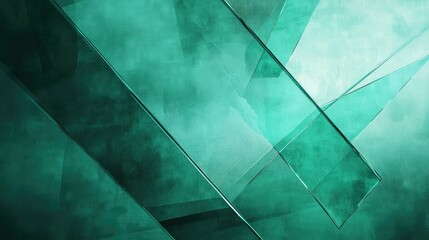 Poster - Abstract Green Glass Background with Dynamic Shapes and Textures for Use in Modern Design Projects, Suitable for Websites or Print Media