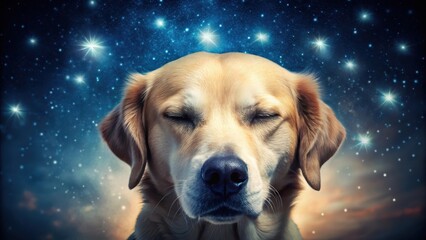 Wall Mural - Peaceful Canine Slumber Under a Celestial Canopy of Sparkling Stars and Serene Night Sky