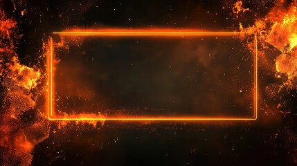 Poster - Fiery Background with Flames and Sparks Creating a Dramatic Atmosphere for Creative Design and Artistic Projects in a Dark Setting
