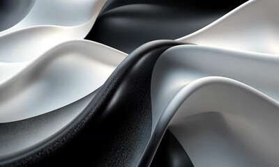 Poster - Abstract black and white flowing surface background, ideal for modern presentations