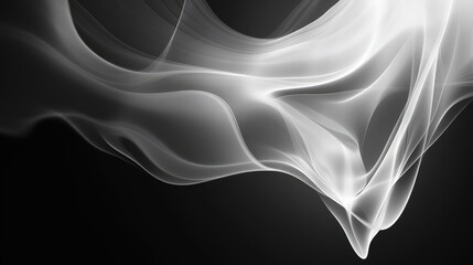 Poster - Ethereal Smoke Abstract Art in Black and White with Flowing Curves and Soft Edges Creating a Dreamlike and Mysterious Atmosphere for Modern Design Uses