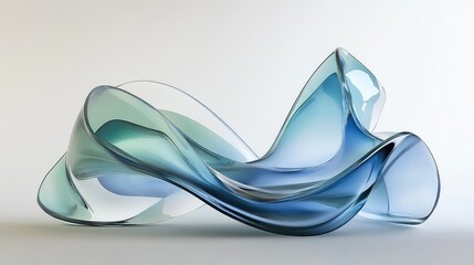 Poster - Elegant Abstract Sculpture Design in Transparent Glass with Smooth Curves and Soft Blue Tones for Art and Interior Decor Enthusiasts